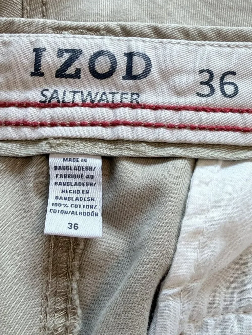 IZOD Saltwater Men's Tan Cargo Shorts Size 36 100% Cotton
